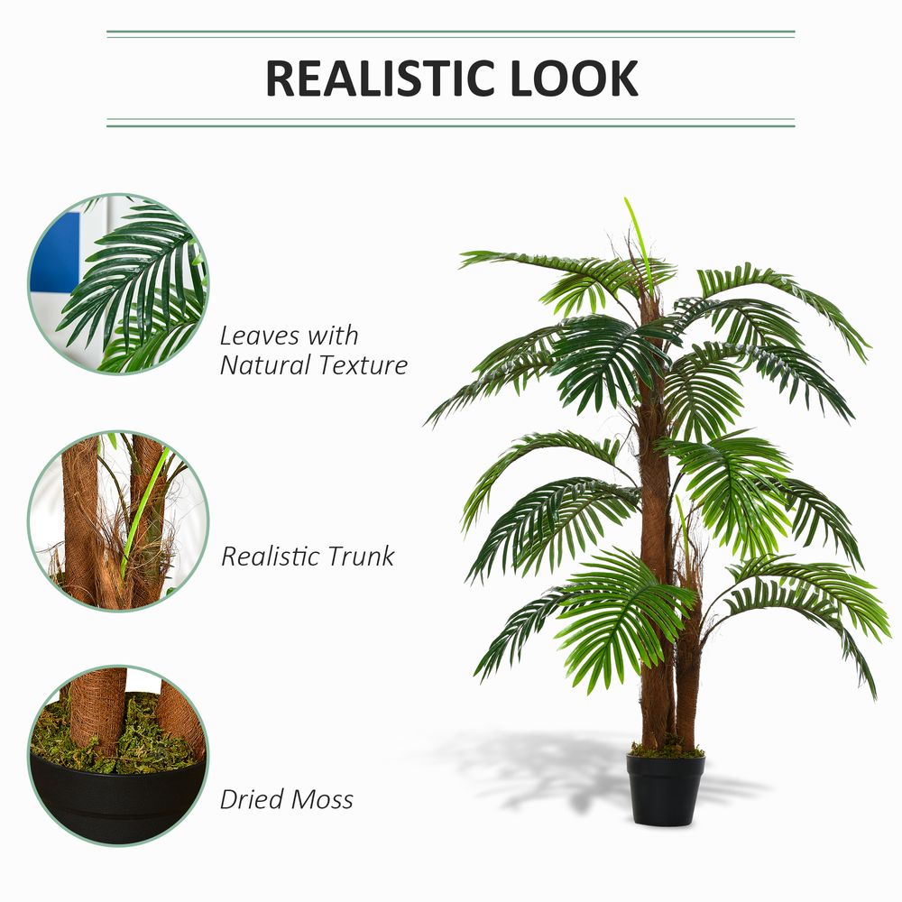 120cm/4FT Artificial Palm Tree Decorative Plant 19 Leaves Nursery Pot Outsunny