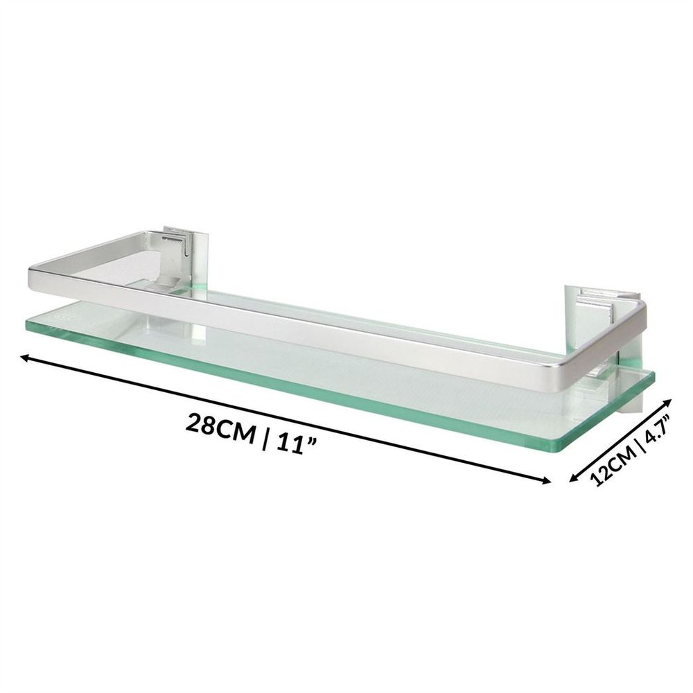 Tempered Glass Shelf with Aluminium Rail | 1 Tier | M&W