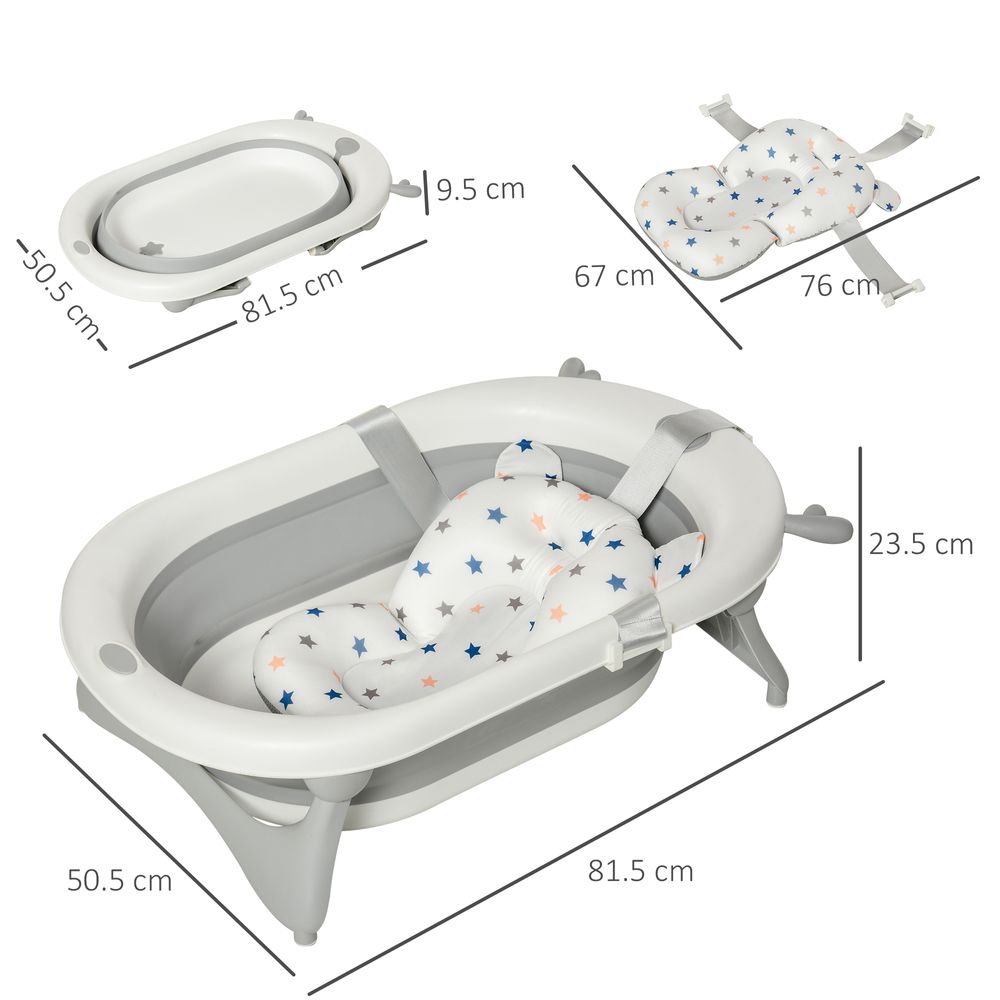 Foldable Baby Bath Tub Ergonomic with Temperature-Induced Water Plug