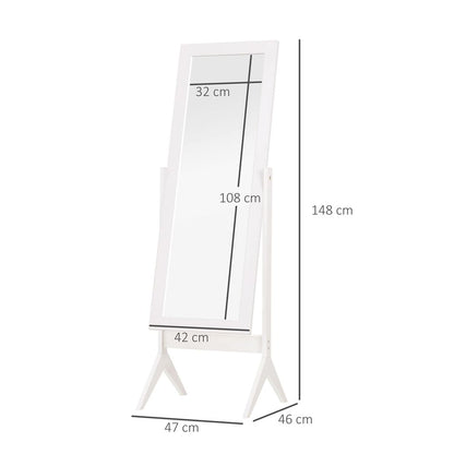 Tall Freestanding Dressing Mirror w/Adjustable Tilt White