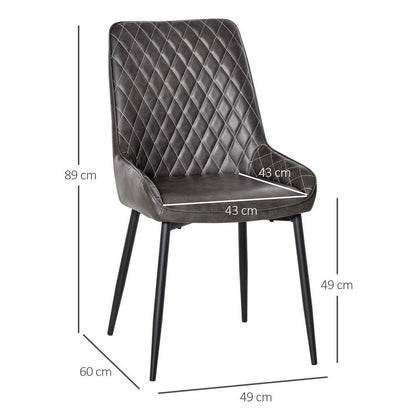 Retro Dining Chair Set of 2, PU Leather Upholstered Side Chairs