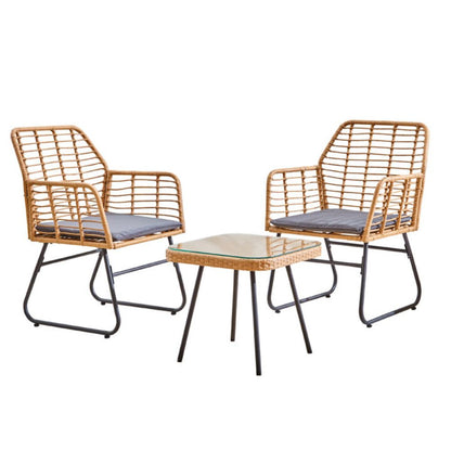 Neo Grey 3 Piece Bamboo Style Garden Table & Chairs Bistro Set