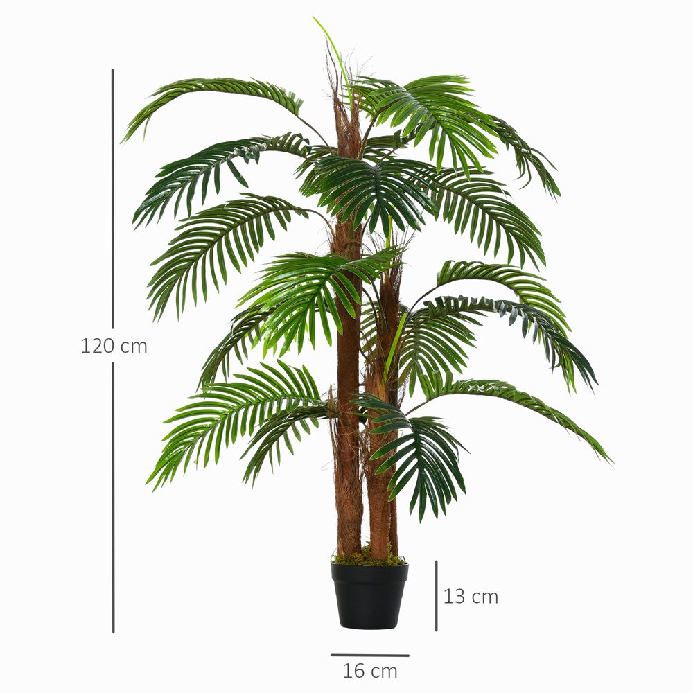 120cm/4FT Artificial Palm Tree Decorative Plant 19 Leaves Nursery Pot Outsunny