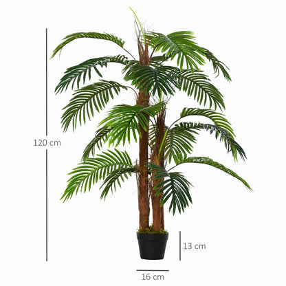 120cm/4FT Artificial Palm Tree Decorative Plant 19 Leaves Nursery Pot Outsunny