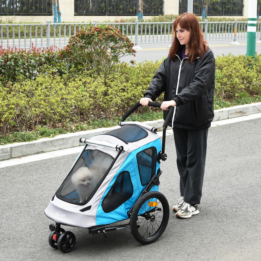 2-IN-1 Dog Bike Trailer Pet Carrier Stroller Reflector 140 x 71 x 105cm Pawhut