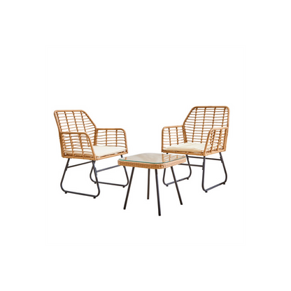 Neo 3 Piece Bamboo Style Garden Table & Chairs Bistro Set