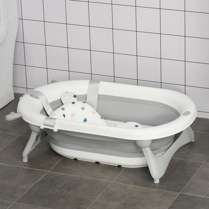 Foldable Baby Bath Tub Ergonomic with Temperature-Induced Water Plug