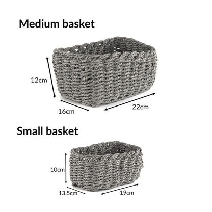 Woven Rope Storage Baskets - Set of 3 Grey | M&W