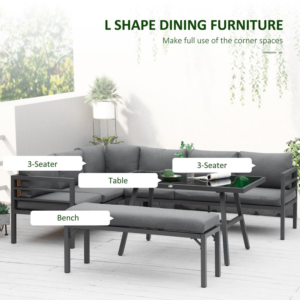 8-Seater Aluminium Garden Dining Sofa Furniture Set with Cushions