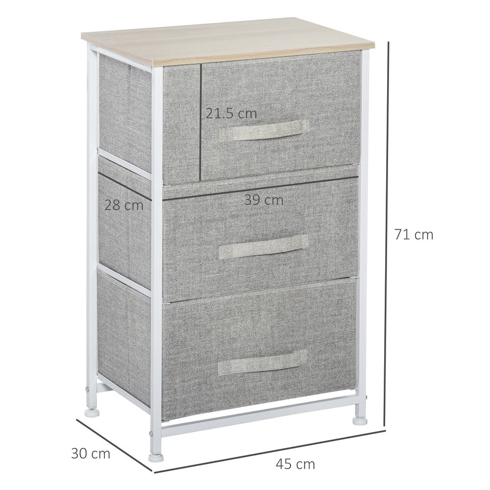 3-Tier Linen Drawer Cabinet Organizer Adjustable White, Oak and Light Grey