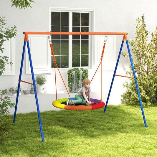 Outsunny Kids Swing Nest Swing Seat with A-Frame Structure for Outdoor Use