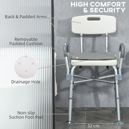 HOMCOM Aluminium Shower Chair Adjustable Bath Stool for Senior Disabled Pregnant