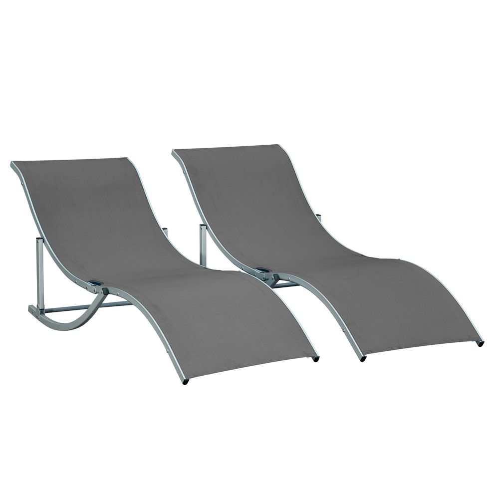 Set of 2 S-shaped Zero Gravity recliners 165x61x63cm Dark Grey