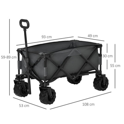 Outdoor Cart Folding Cargo Wagon Trailer Beach w/ Handle Dark Grey