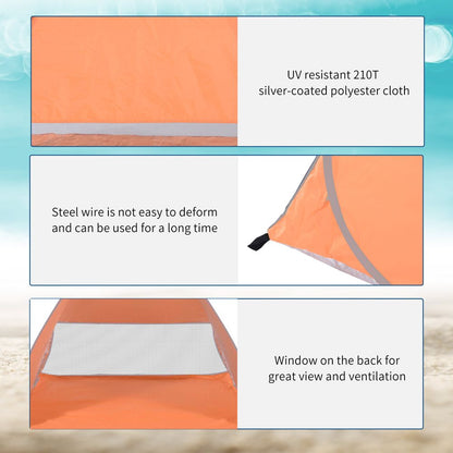 Beach Tent Instant Camping Pop up Tent Sun Shade Shelter, Orange Outsunny