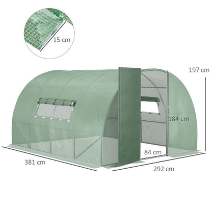 4 x 3M Walk-in Garden Polytunnel Greenhouse Galvanised Steel W/ Door