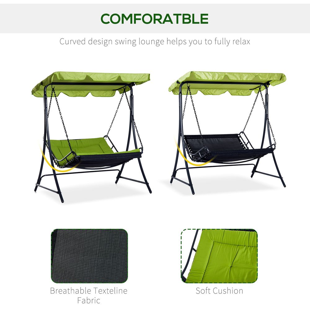 Swing Chair Canopy Hammock Green 2 Person with Cushion Seat Adjustable