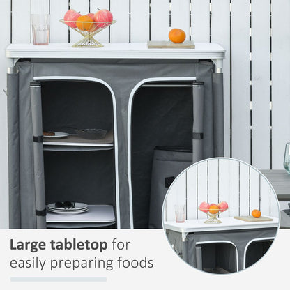 Outdoor Aluminum 3-shelf Camping Cupboard Kitchen Station Cook Table