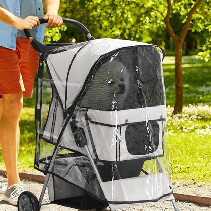 PawHut Dog Stroller Rain Cover w/ Rear Entry, Cover, for Dog Pram