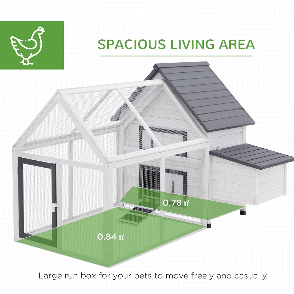 Wooden Chicken Coop Hen House Enclosure with Ramp Run Nesting Box Pawhut