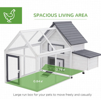 Wooden Chicken Coop Hen House Enclosure with Ramp Run Nesting Box Pawhut