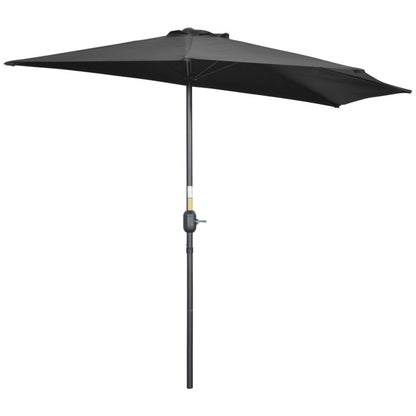 Outsunny 3 (m) Metal Frame Garden Furniture Parasol Half Round Umbrella Black