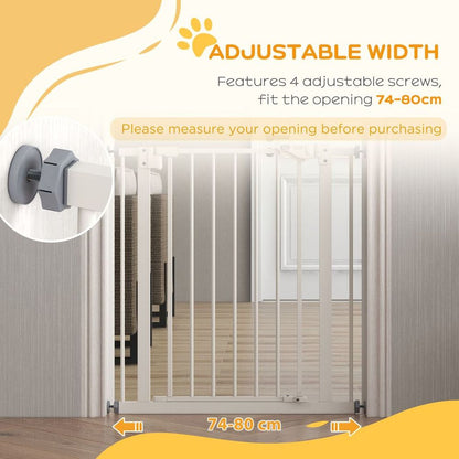 PawHut Adjustable Safety Gate w/ 1 Extensions and Four Adjustable Screws, White