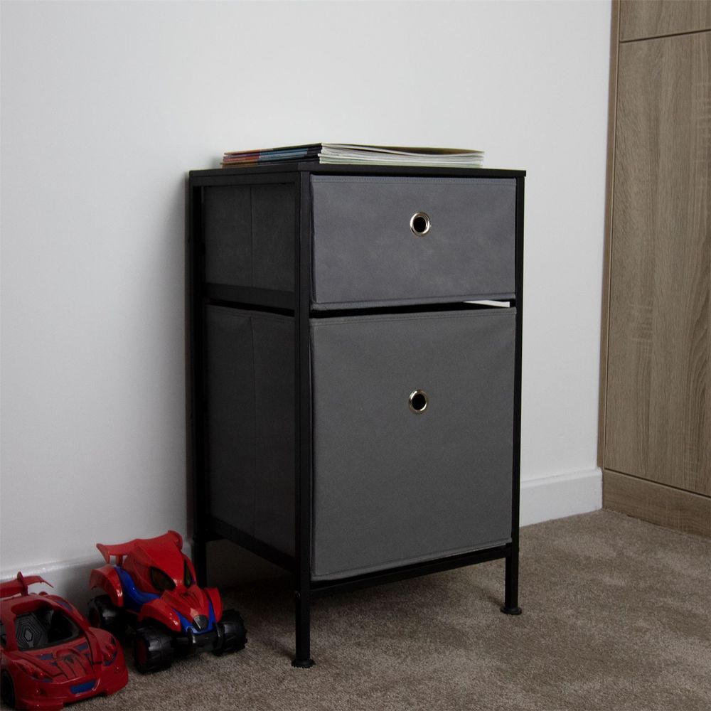 Black Fabric Storage Unit 2 Drawers | M&W