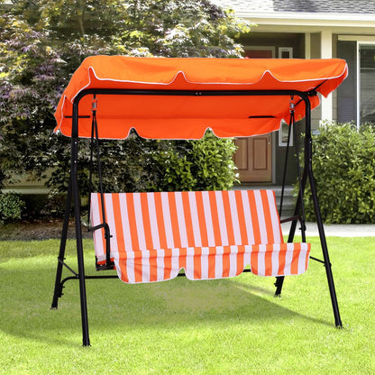 Outdoor Metal Hammock Swing Chair 3-Seater Patio Bench Garden Orange