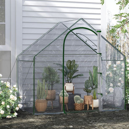 Outsunny Portable Walk-in PVC Greenhouse w/ Zipped Door for Flowers Plant