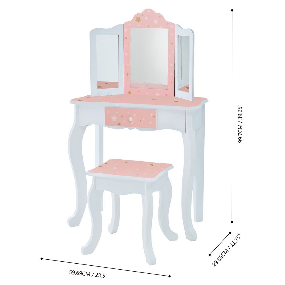 Fantasy Fields Star Dressing Tables Vanity Table w/ Mirror & Stool  TD-11670Q