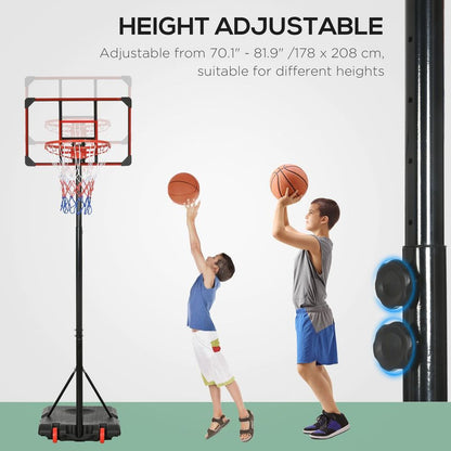 Kids Adjustable Basketball Hoop and Stand w/ Wheels, 1.8-2m