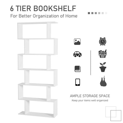 Particle Board 6-Tier Asymmetrical Shelving Unit White