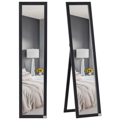 Full Length Mirror, Floor Standing or Wall-Mounted Long Mirror, Black