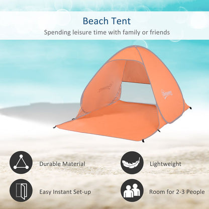 Beach Tent Instant Camping Pop up Tent Sun Shade Shelter, Orange Outsunny