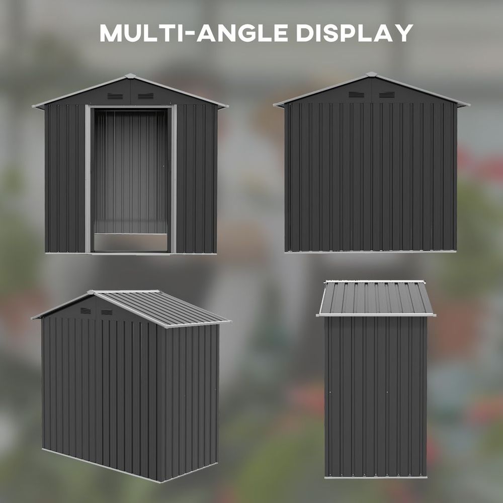 Outsunny 6.5x3.5ft Metal Garden Shed for Garden and Outdoor Storage, Dark Grey