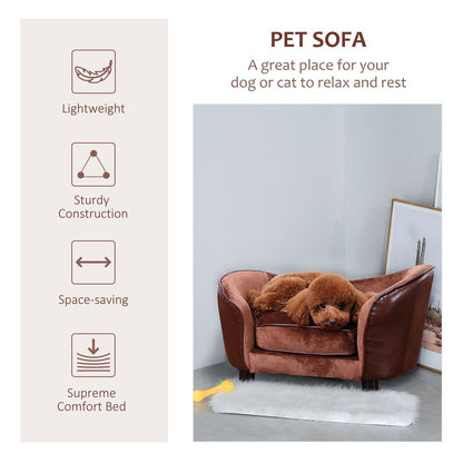 PawHut Dog Sofa Chair with Legs Cushion for XS Dog Cat 68.5x40.5x40.5 cm, Brown