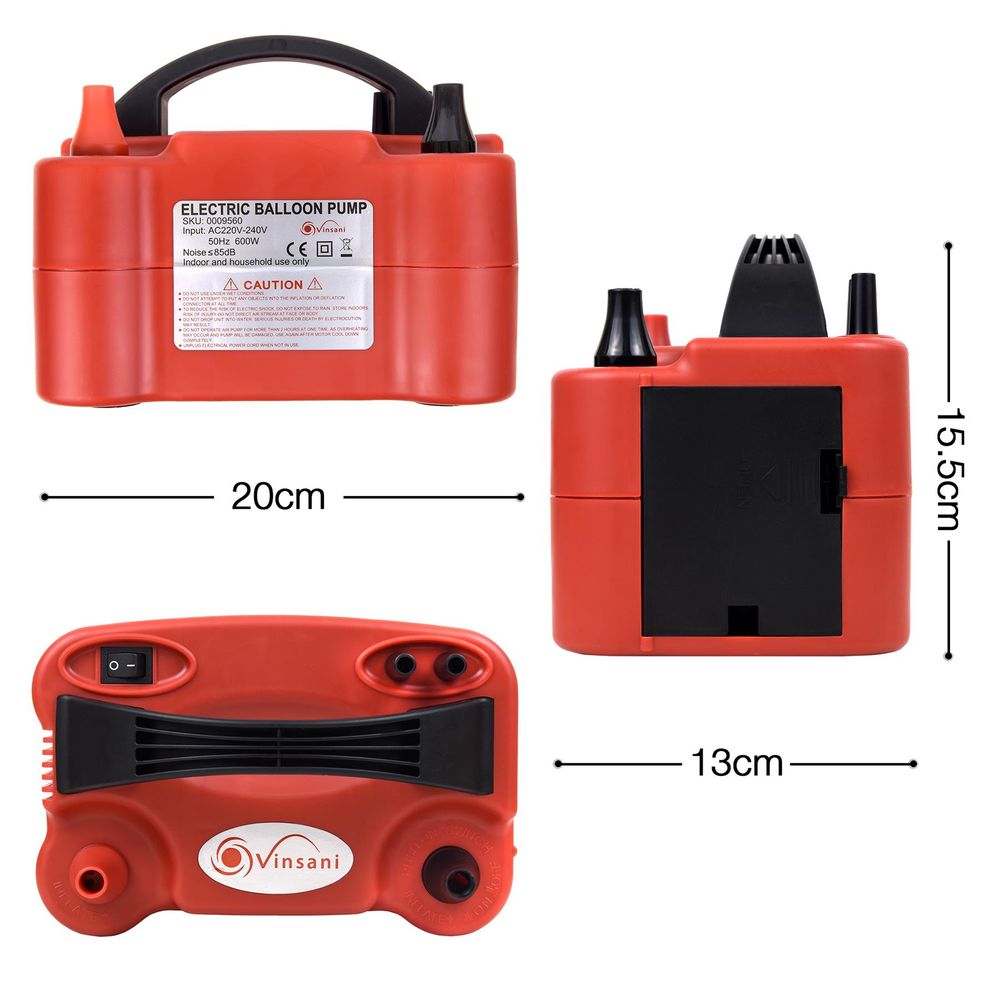 Powerful 600W Dual Nozzle Balloon Blower Inflator Electric Pump