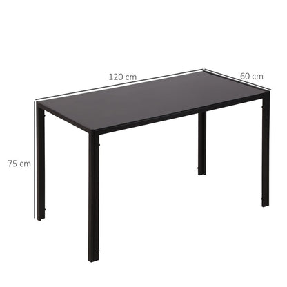 Modern Rectangular 4 Seater Dining Table with Tempered Glass Top