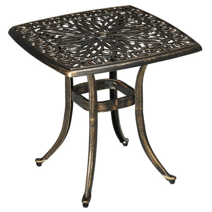 Outsunny 54 x 54cm Aluminium Outdoor Garden Side Table w/ Umbrella Hole, Bronze