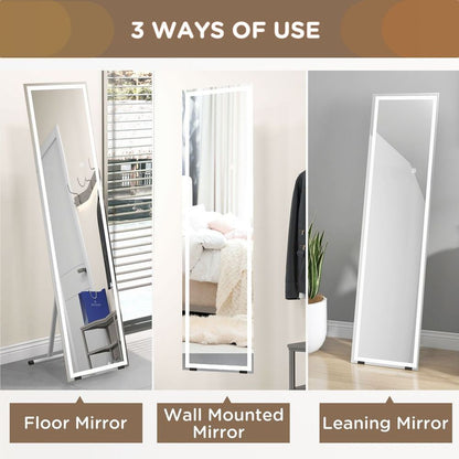 LED Lighted Full Length Mirror Dimmable Full Size Body Mirror for Bedroom