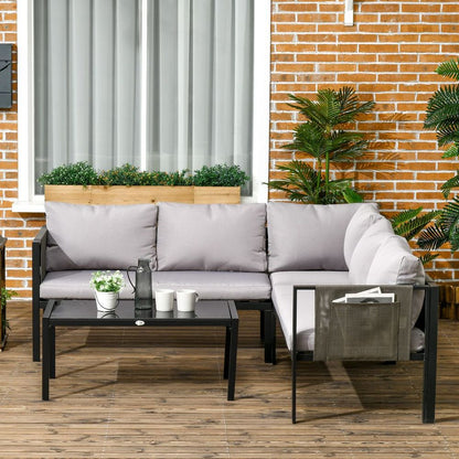 4 Piece Garden Furniture Set w/ Breathable Mesh Pocket, Light Grey