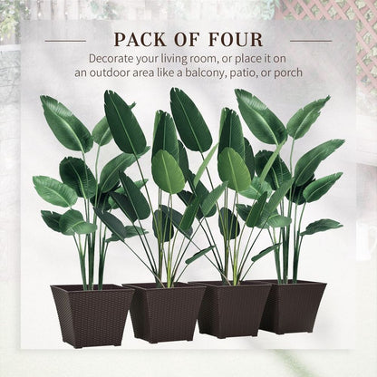 4-pack Plant Pots Rattan Effect, Flower Pot Stackable, Indoor/ Outdoor