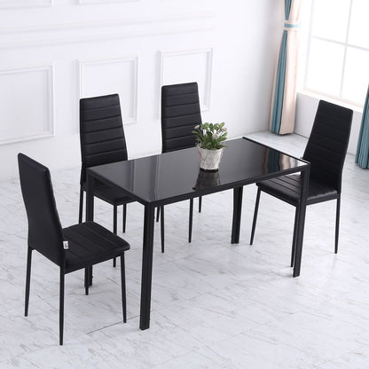 Modern Rectangular 4 Seater Dining Table with Tempered Glass Top