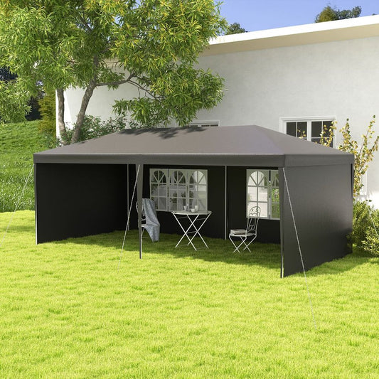 6m x 3m Garden Gazebo Marquee Canopy Party Tent Canopy Patio Dark Grey