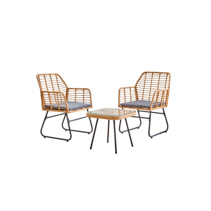 Neo Grey 3 Piece Bamboo Style Garden Table & Chairs Bistro Set