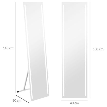 LED Lighted Full Length Mirror Dimmable Full Size Body Mirror for Bedroom