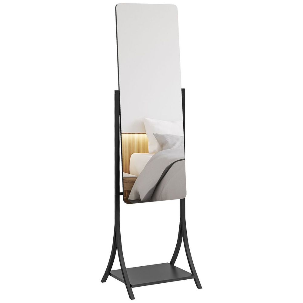 Freestanding Full Length Mirror Adjustable Full Body Mirror w/ Shelf