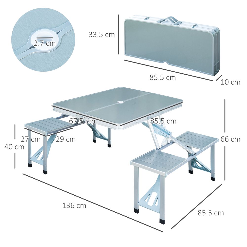 Portable Folding Trestle Camping Picnic Table Outdoor Chair Stools Outsunny