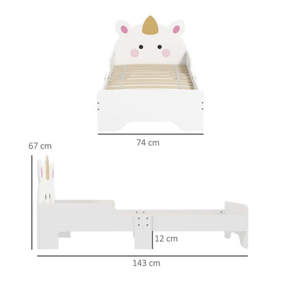 Unicorn-Designed Toddler Bed, Kids Bedroom Furniture - White